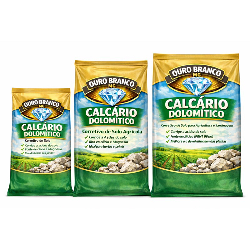 Calcário Dolomítico PRNT 90% Ouro Branco MG – Correção do Solo | Rico em Cálcio e Magnésio | 500g, 1kg, 3kg, 5kg, 10kg