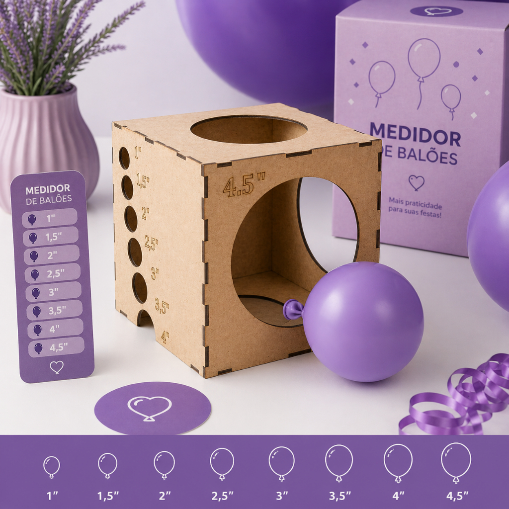 Gabarito Medidor Balão MDF Pequeno Bexiga Festa Decoração Tamanhos Padrão