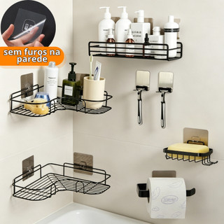 Suportes Porta Shampoo Organizador De Metal Para Banheiro Cozinha Prateleira Com Adesivos