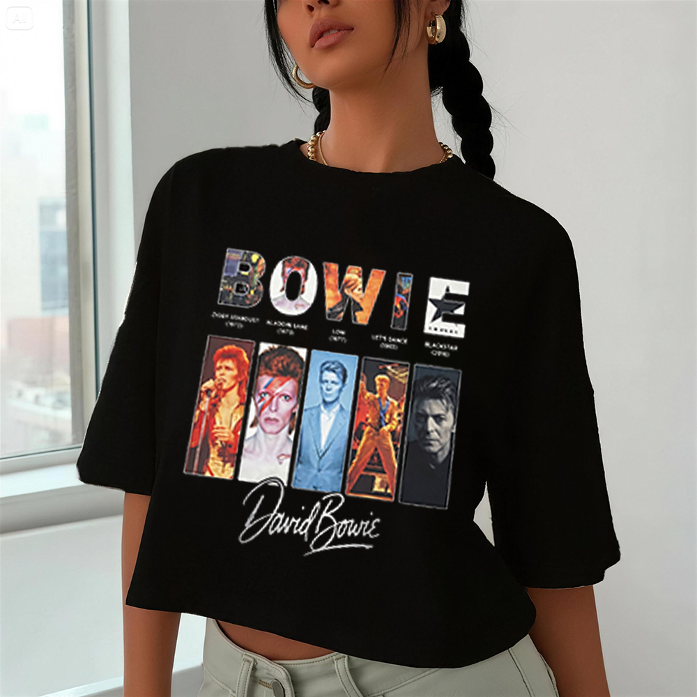 Blusa Cropped OVERSIZED Tshirt David Bowie Heroes Album Starman Thunder Rock World Tour