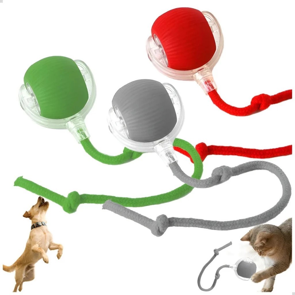 kit 3 Brinquedo Inteligente para Gatos e Cachorro | Bola Automática com Cauda Falsa | Recarregável Elétrico