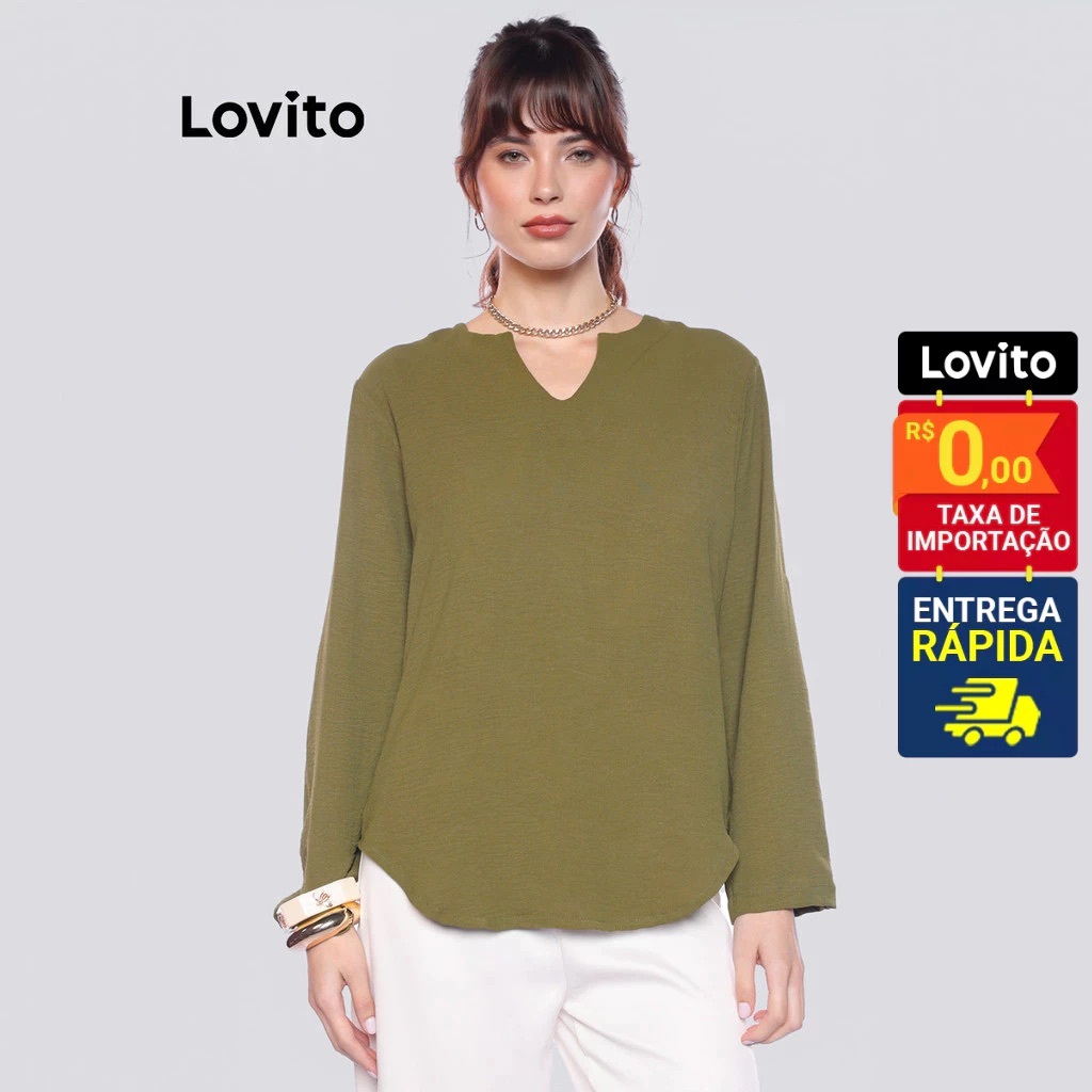 Lovito Blusa Elegante Feminina Duna LB1391BRL1421