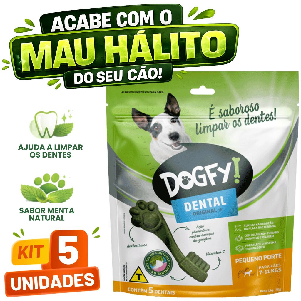 Petisco DogFy Dental para Cachorro Limpeza dos Dentes Anti Tártaro e Mau Hálito
