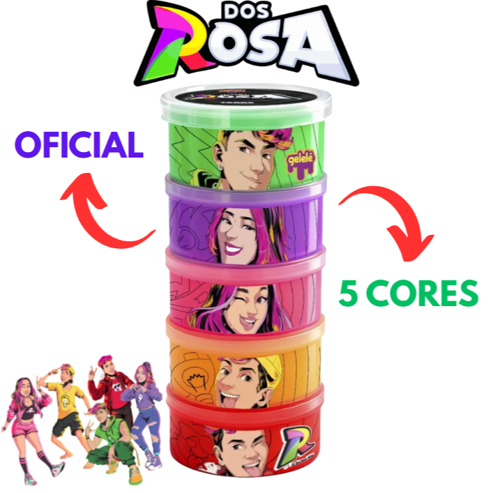 Slime Dos Rosa Torre Gelelé 5 Potinhos Original Kit Completo Infantil 330g