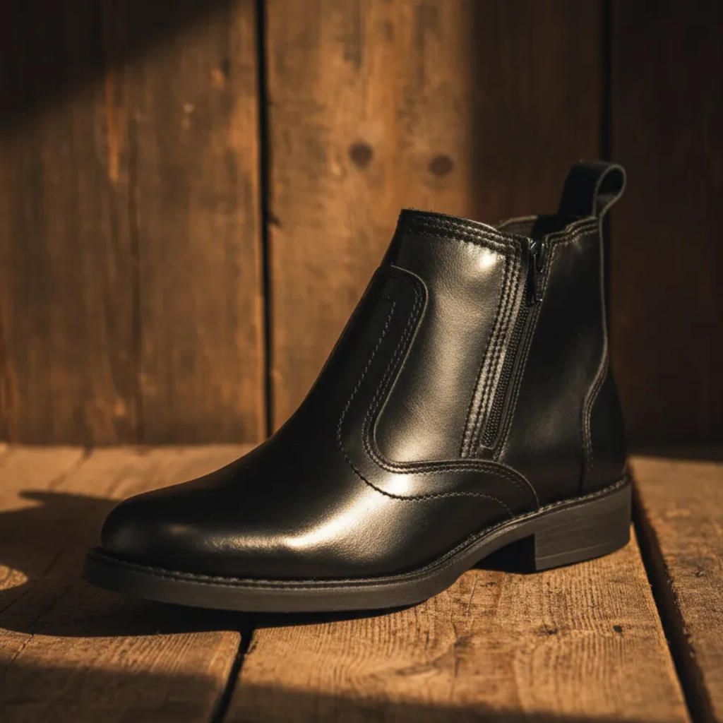 Bota Social Masculina Botina Com Ziper Botinha Casual Em Couro Legitimo Solado Costurado Modelo 2235