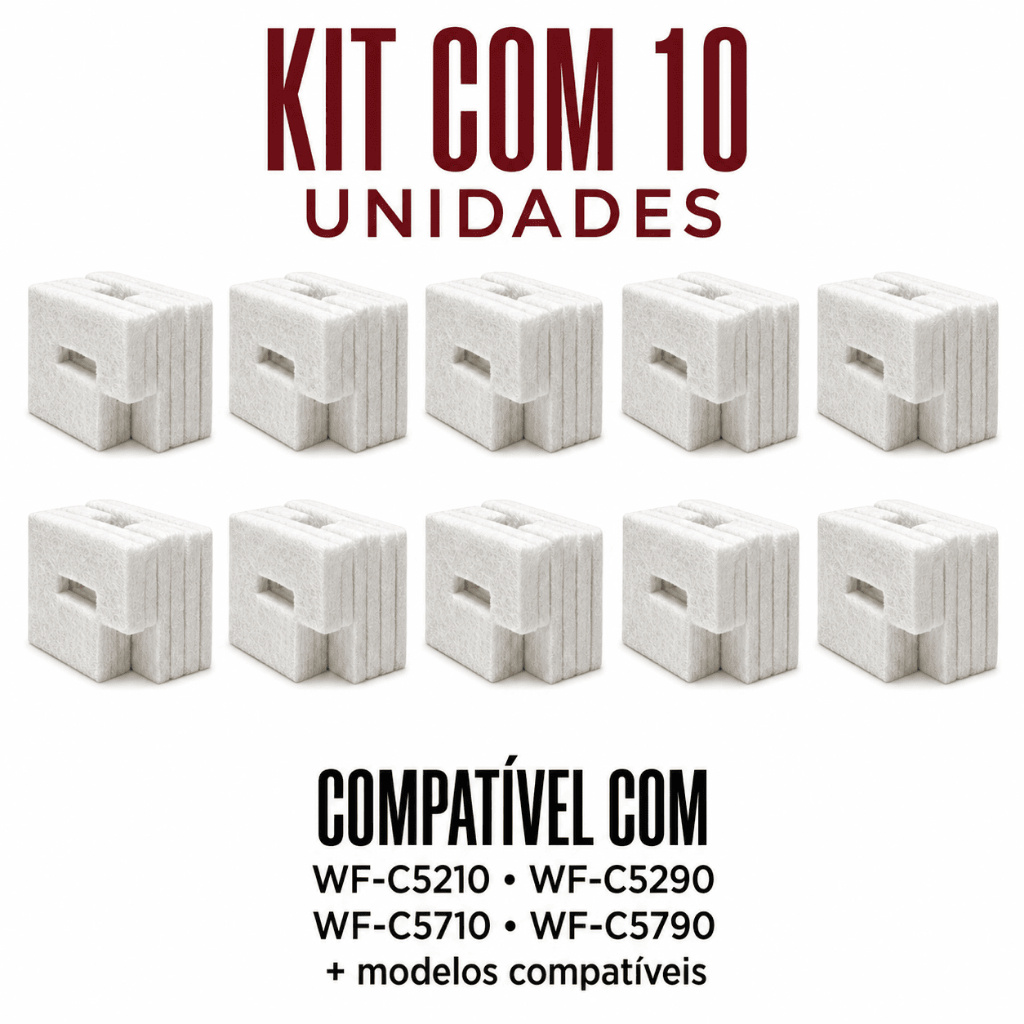 Kit 10 Feltro Almofada Epson T6716 T671600 Sem Chip WF-C5210 C5290 C5710 C5790 M5299 M5799