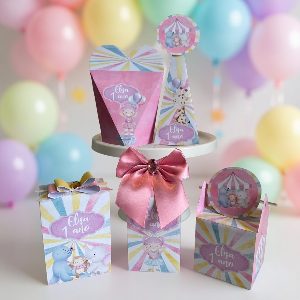 Kit Caixas Circo Rosa/Circo Menina  Personalizada/Lembrancinha de festa/Aniversário/Festa Infantil