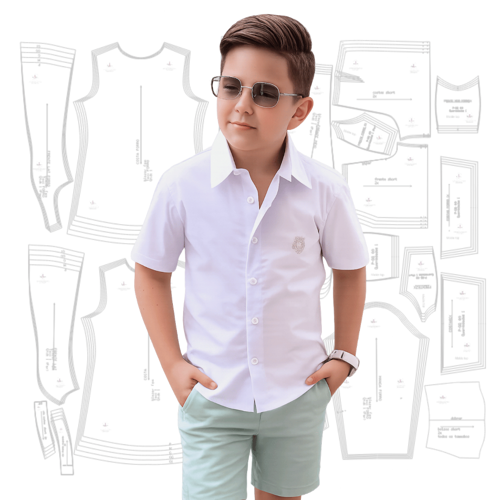 Kit de Moldes Camisa Social Infantil Moldes em Tamanho Real