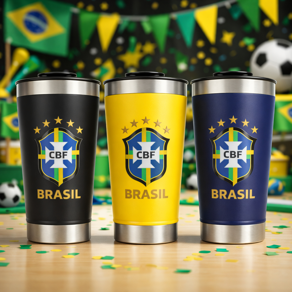 Copos Térmicos Personalizados 473ml Inox Com Tampa e Abridor