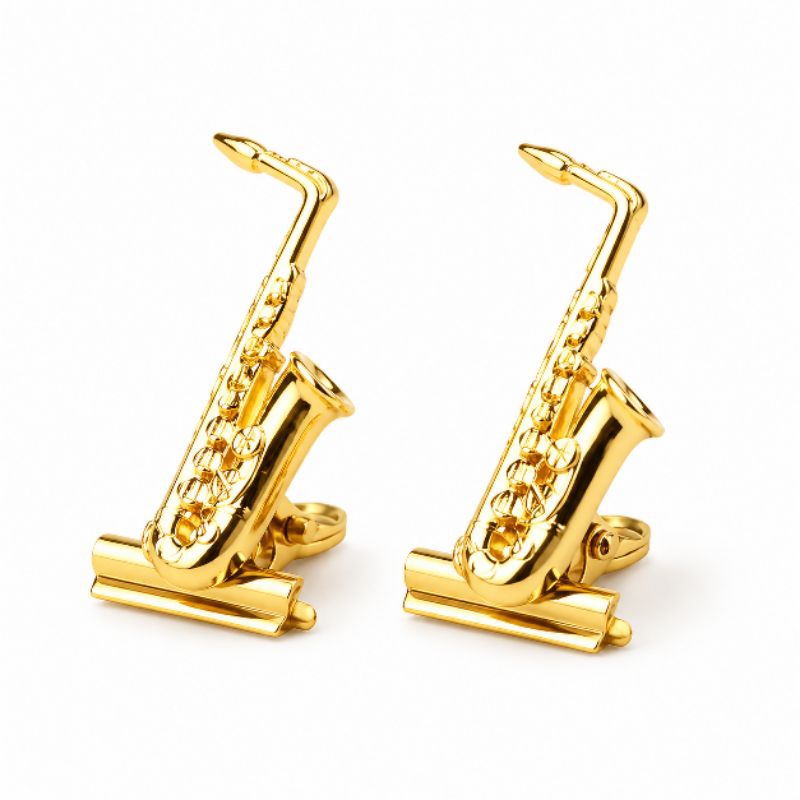 Prendedores de partituras luxo modelo Violoncelo flash de ouro o par + 2 Sax flash de ouro + brindes