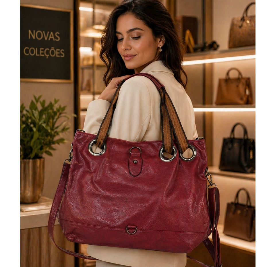 ASALOOG BOLSA GRANDE FEMININA COM ALÇA DE OMBRO C/ FECHAMENTO DE ZIPER TRANSVERSAL BJL-040