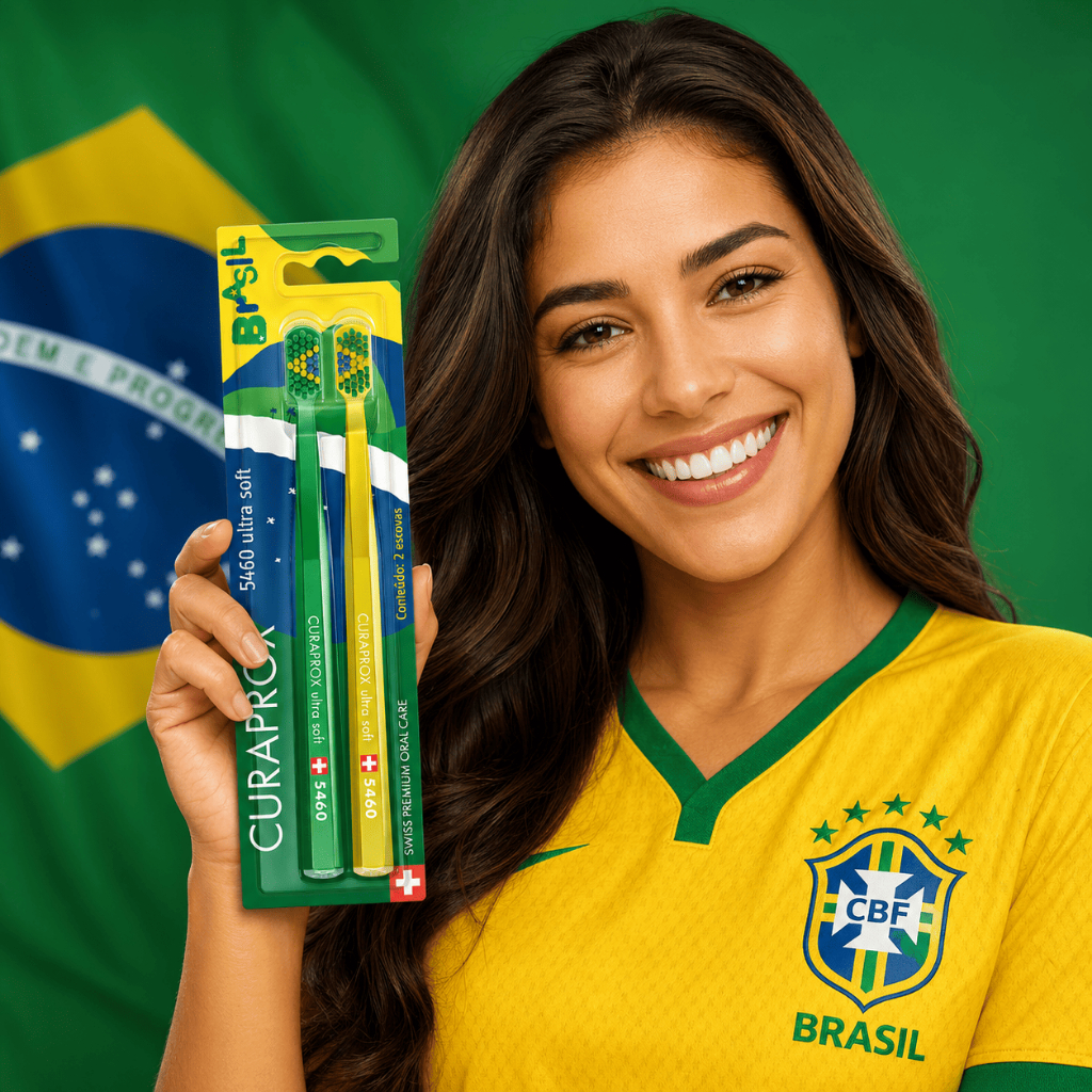 Kit 2 Escova Dental CS 5460 Duo Especial Curaprox Edição Brasil Copa do Mundo 2026