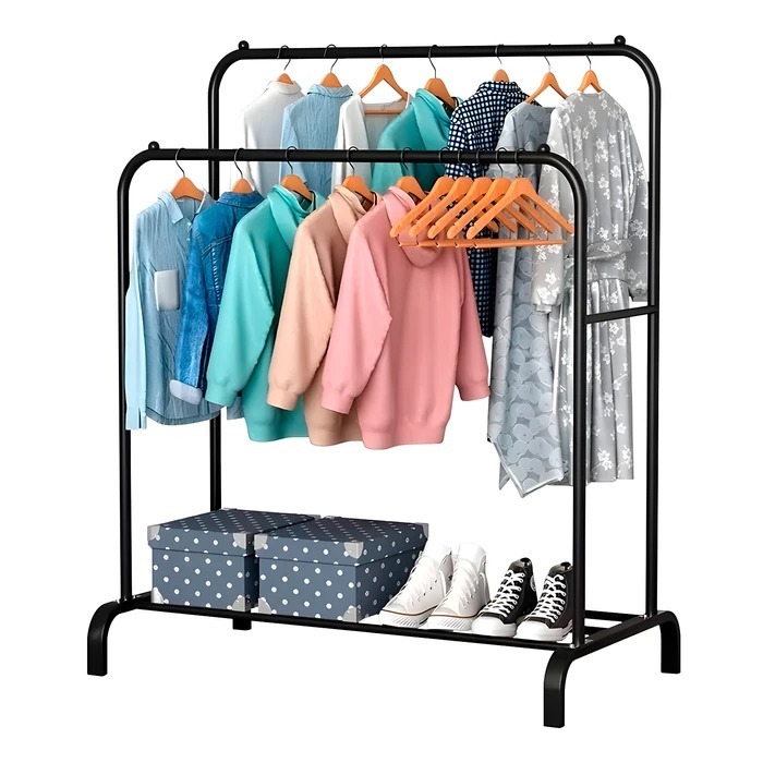 Cabideiro Duplo Decoteam DDR-012 com Sapateira em Metal