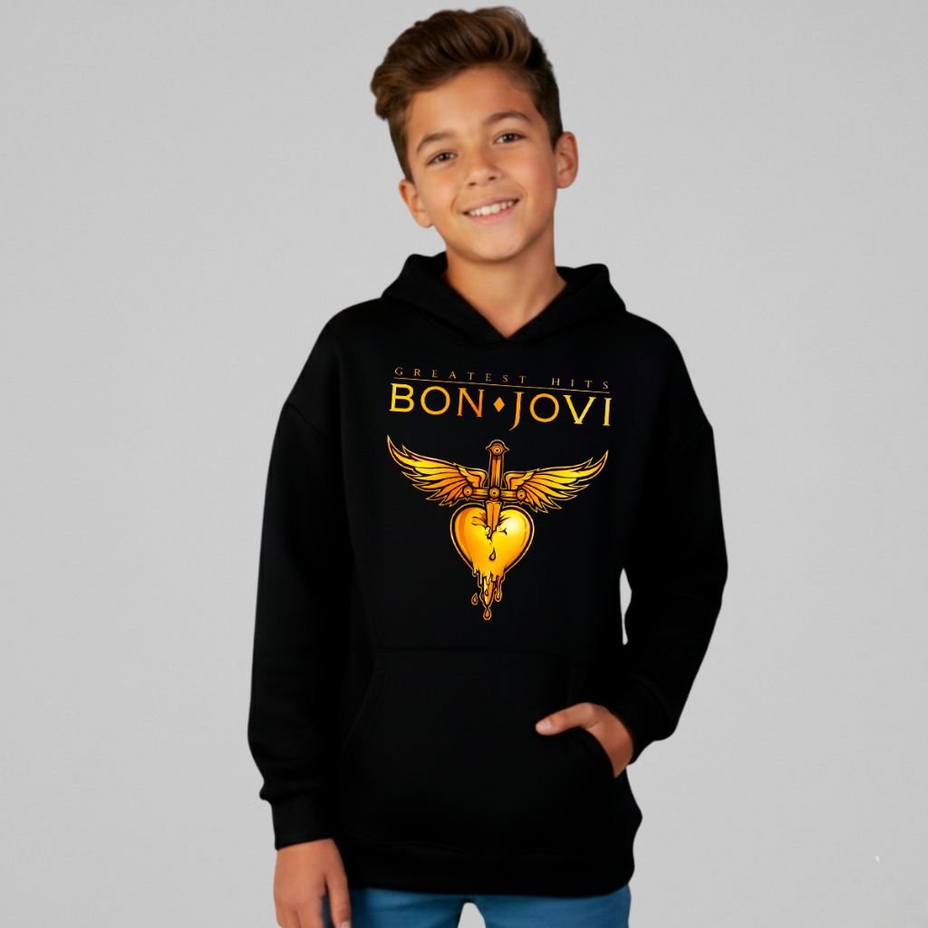 Blusa Moletom Infantil Banda Bon Jovi Best Hits Zuma3