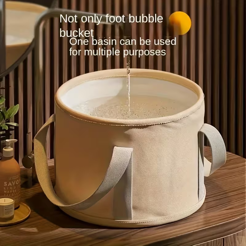 Bacia Para Pé Dobrável saco para banho de pés com controle de temperatura Bege