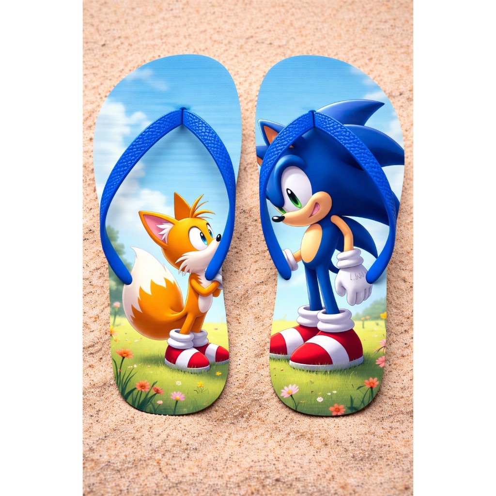 Chinelo Estampado Meninos Sonic.