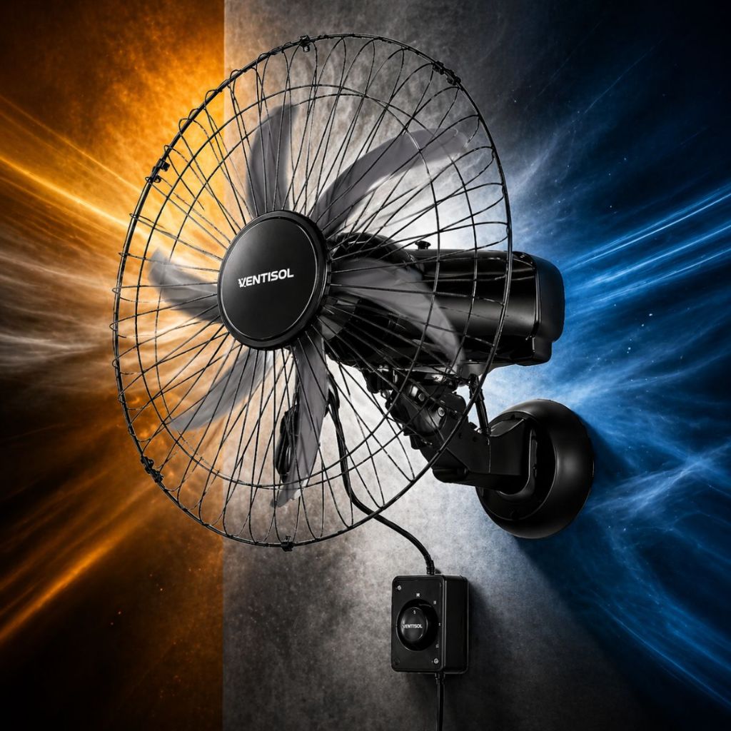 Ventilador Parede Ventisol Steel 50cm Bivolt Grade de Aço Alta Potência Oscilação para Comércio Casa