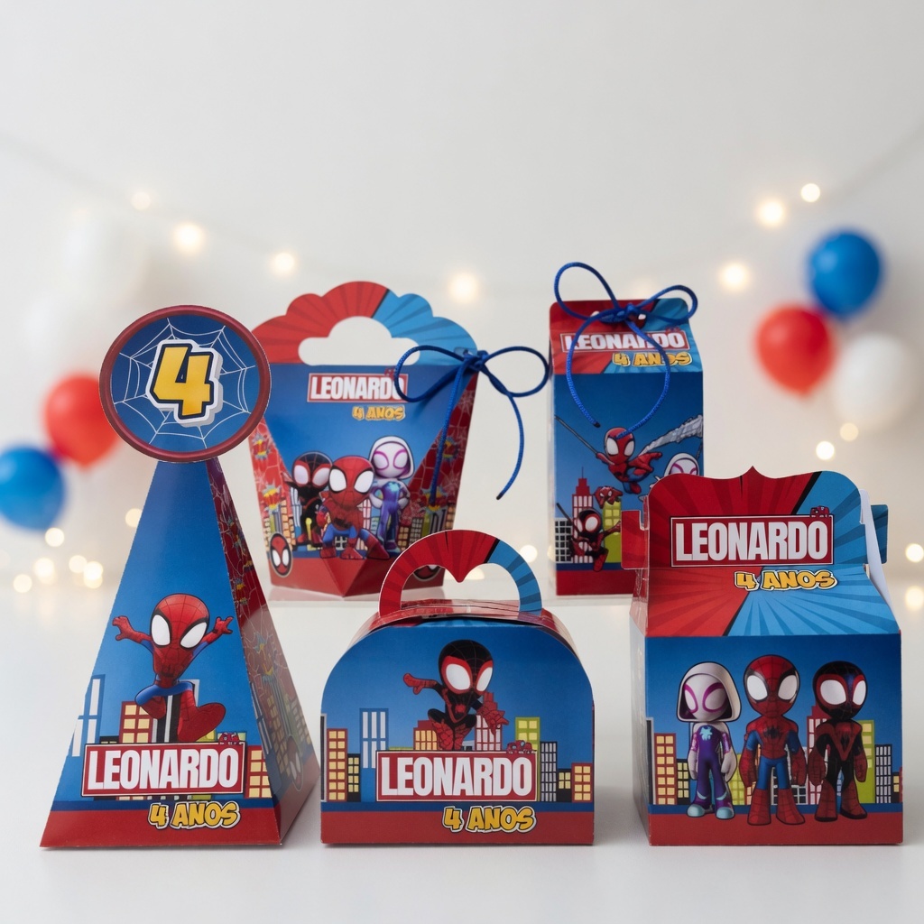 KIT CAIXAS PERSONALIZADAS HOMEM ARANHA E SEUS AMIGOS CUTE SPIDEY AMAZING / LEMBRANCINHA ANIVERSÁRIO