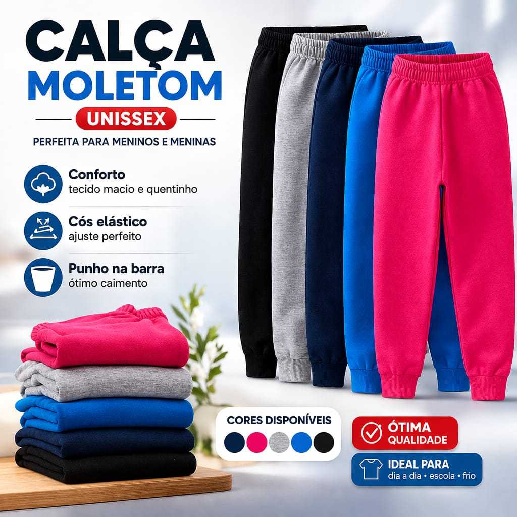 Calças Avulsa de Moletons unissex  Infantil/Juvenil Menina/Masculino