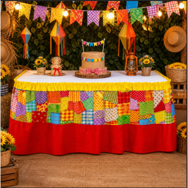 Saia Babado TNT Festa Junina Mesa Bolo Decoração Arraiá Toalha Junina Mesa Principal 4m x 85cm
