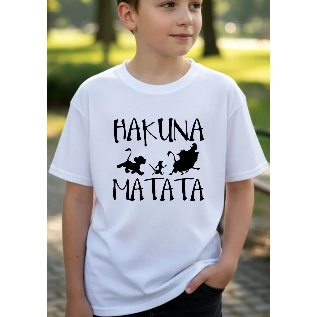 Camiseta Infantil Branca Com Estampa  - Hakuna Matata