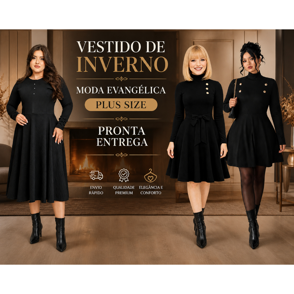 Vestido Evangélico Moderno Plus Size Preto Roxo Rosê Midi Tule ( M AO XXG) Tecido Grosso