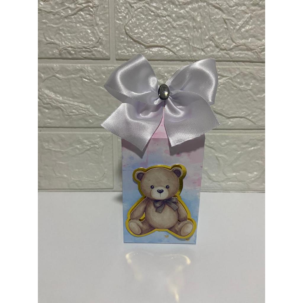 Caixinha Milk Chá Revelação Ursinho Boy Girl Neutro Milk Personalizada Lembrancinha personalizada Ursinho Chá Revelação
