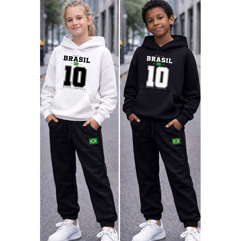 Moletom Infantil Brasil Copa do Mundo 2026 Menino Menina Flanelado Algodão