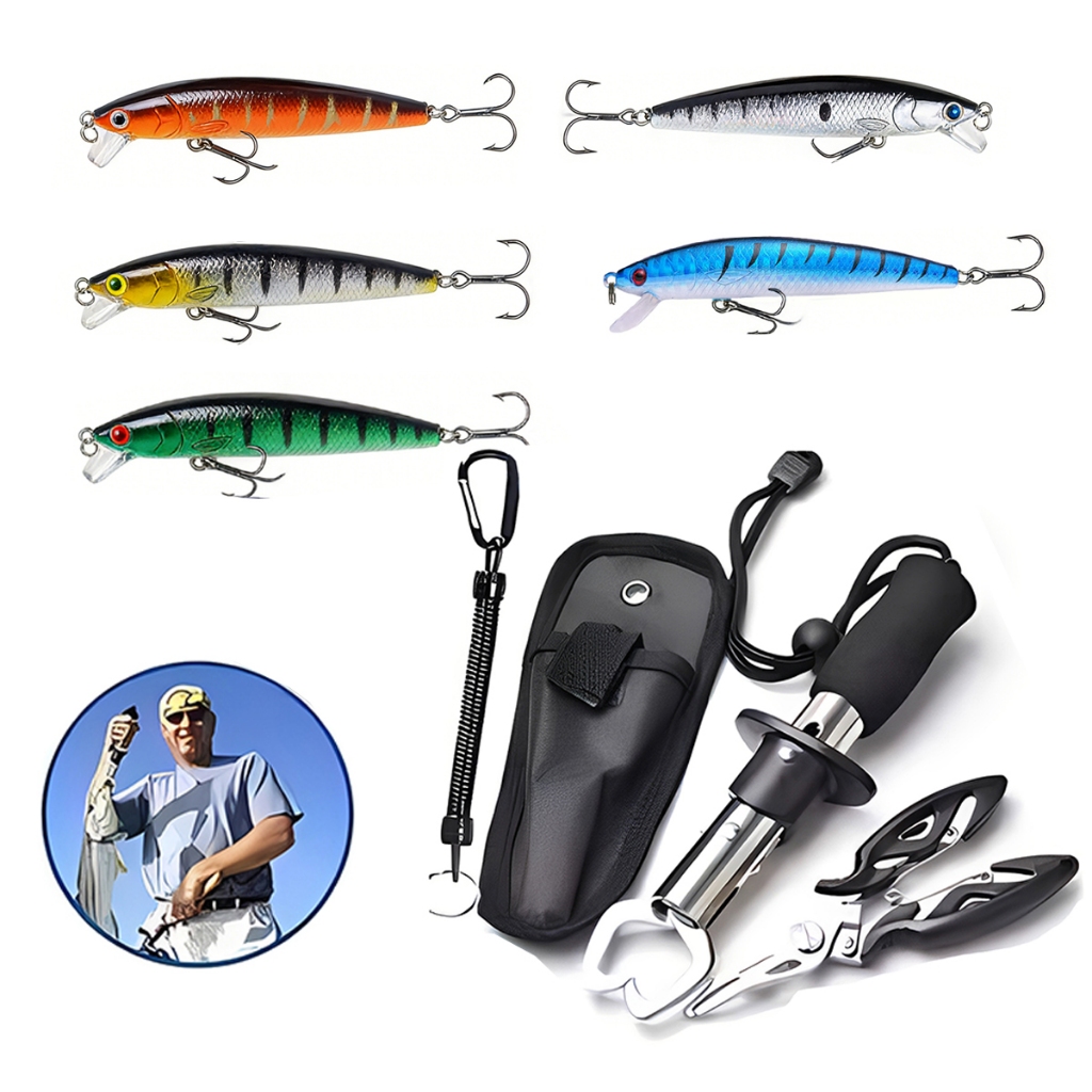 Kit Pesca 5 Iscas Artificias Minnow Tucunaré Robalo Dourado Cores Misturadas