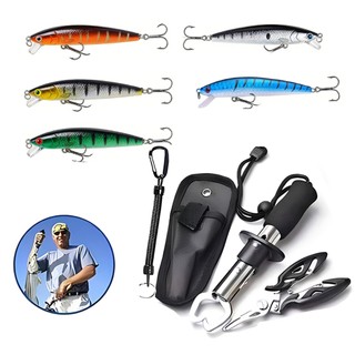 Kit Pesca 5 Iscas Artificias Minnow Tucunaré Robalo Dourado Cores Misturadas
