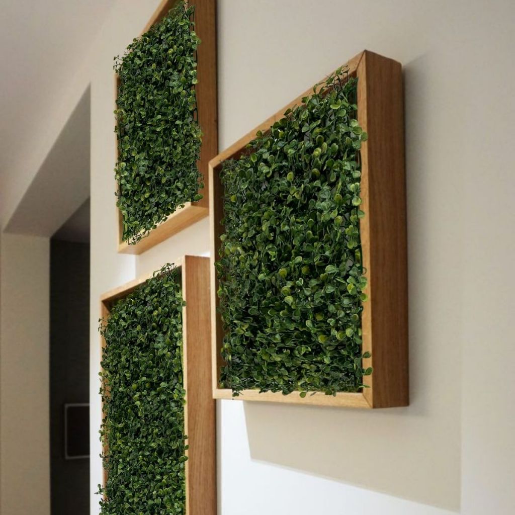 1 Placa de Grama Artificial Buxinho 25x25cm Jardim Vertical Parede Verde Decoração Realista