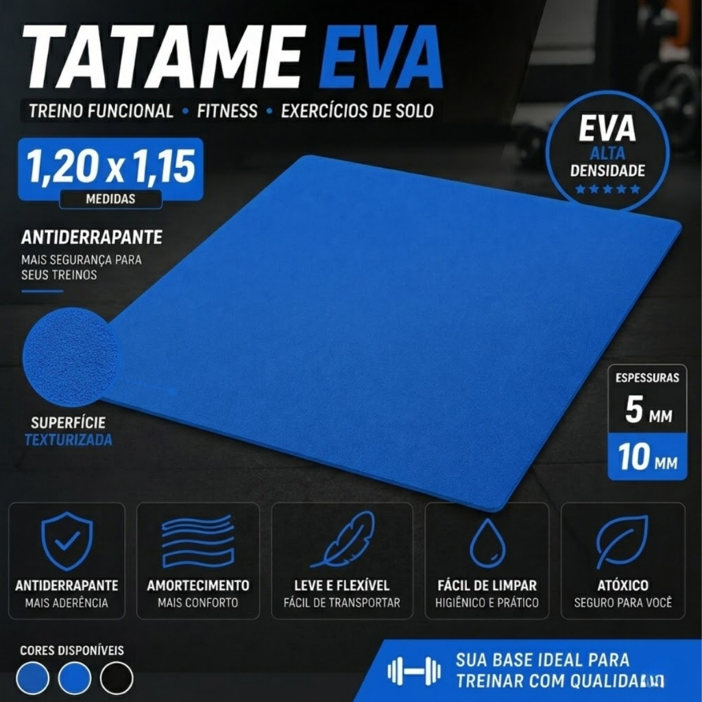 Tapete Yoga EVA Fitness Antiderrapante 120cm x 115cm Pilates Ginastica Exercicios
