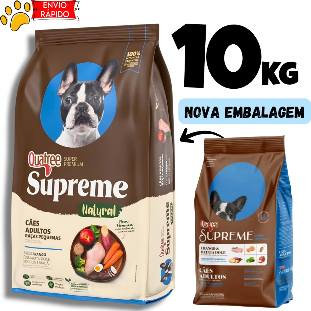 Ração Super Premium Quatree Supreme Cães Adultos Raças Pequenas Frango e Batata-Doce 10,1kg