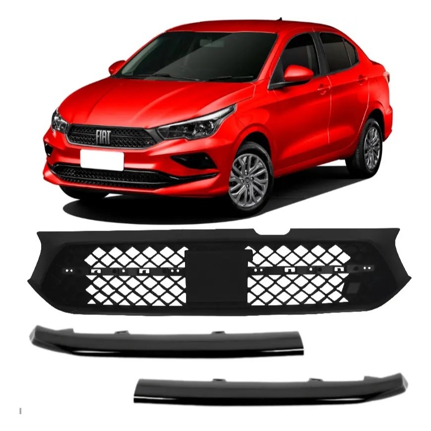 Grade Radiador Fiat Cronos Brilhante c/friso Preto/cromado 2021 2022 2023