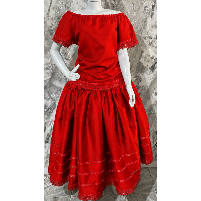 Conjunto Pombagira Saia e Bata Vermelho Umbanda Candomblé Esquerda Maria Padilha/Rosa Vermelha/Rainha do Inferno
