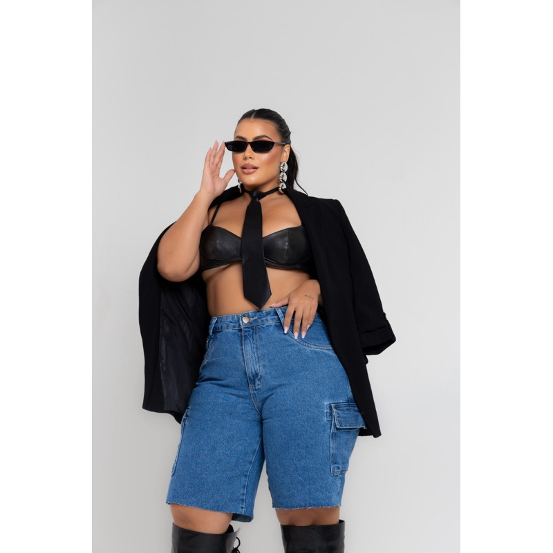 BERMUDA PLUS SIZE JORDS BOLSO CARGO BLACK MARMORIZADO