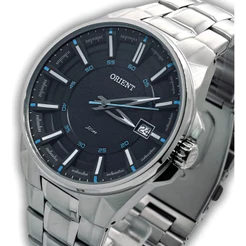 Relógio Orient Masculino Prata Aço Inox Fundo Preto Analógico Calendário Original MBSS1313PASX