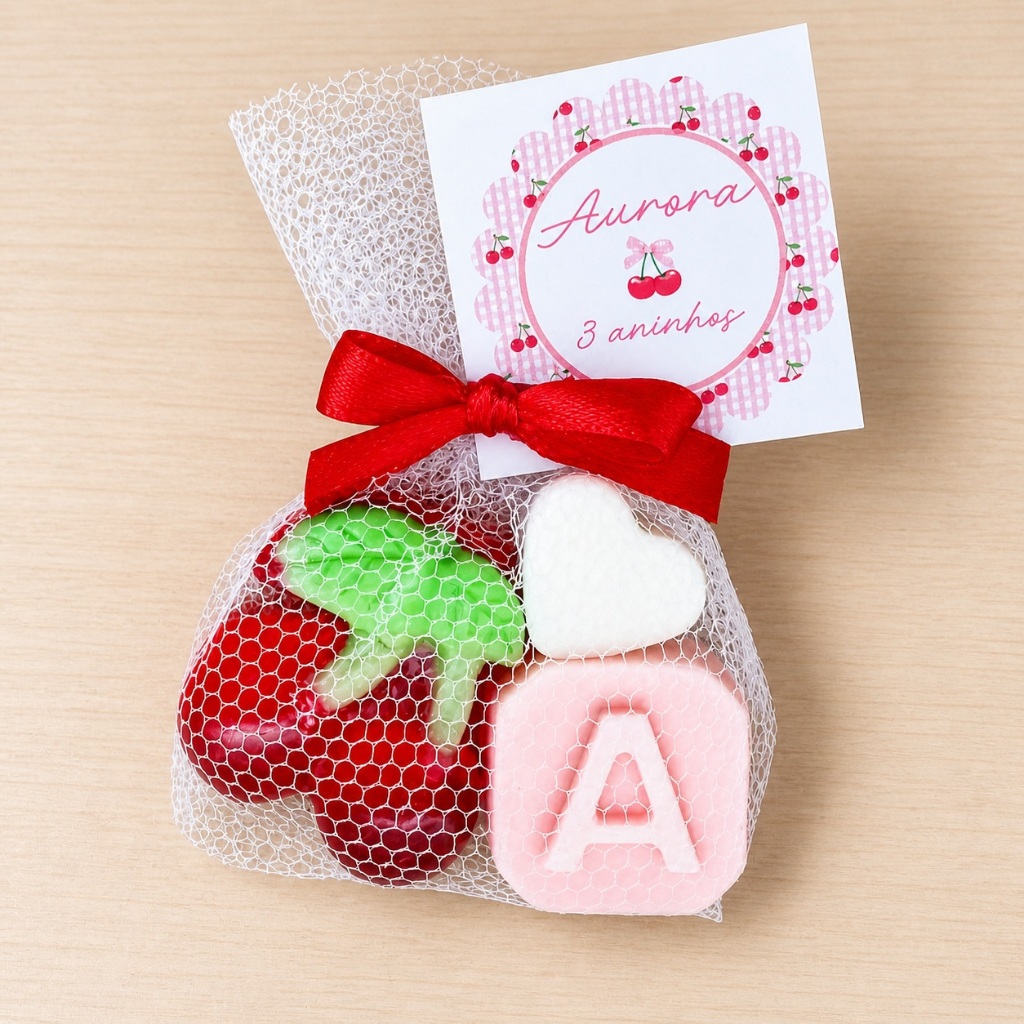 Lembrancinha mini CEREJA/CEREJINHA kit10un de sabonete  para bebê/cha de bebe/nascimento/aniversarios/festas