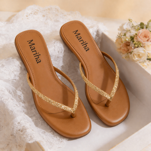 Sandália Rasteira Feminina Preta DEDO/STRASS com Brilho – Chinelo Elegante Confortável Antiderrapante Dia a Dia