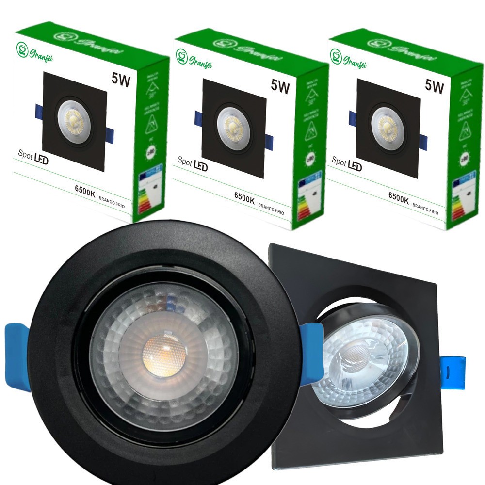 Luminária Led Spot 5w 7w Quadrado Redondo Embutir Branco Frio Quente Bivolt Gesso Sanca VANT