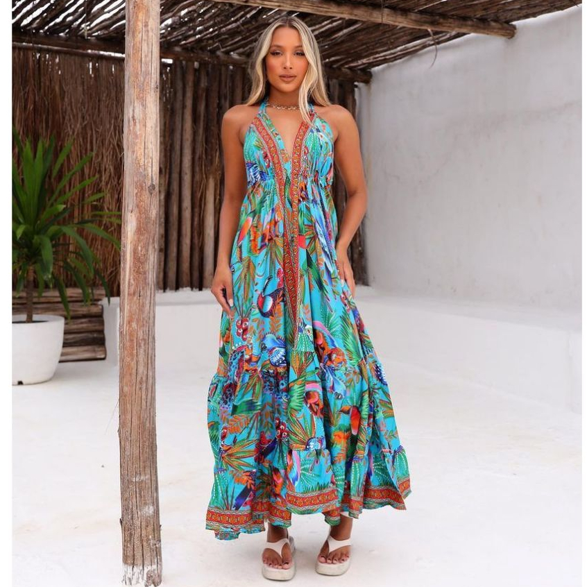 Vestido Indiano Seda Hippie Boho
