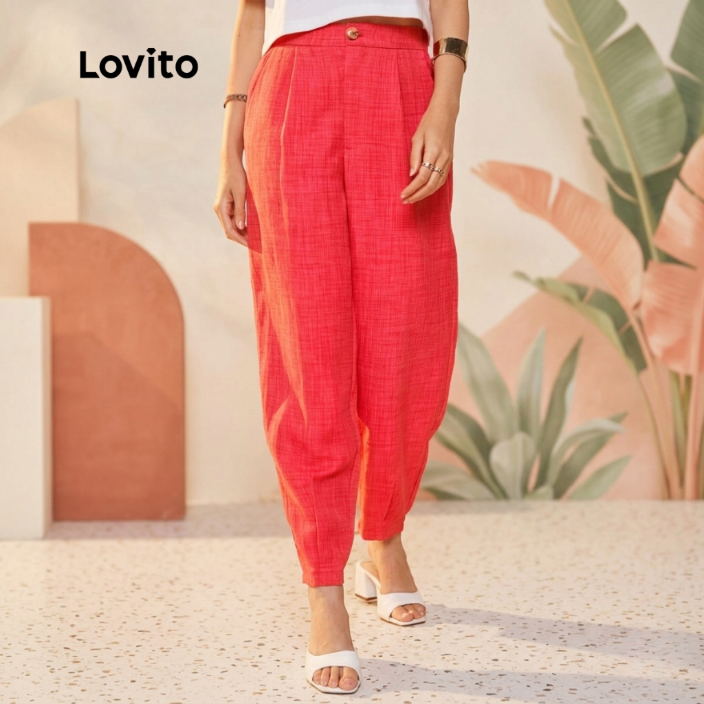 Lovito Calça de Linho Cenoura Moda Feminina BRPTB609BRL639