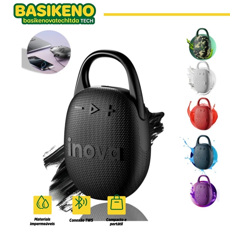 INOVA Caixa de Som Bluetooth 5.4 TWS Rádio FM TF USB Portátil À Prova D'água para Dança de Rua e Festas e Exterior