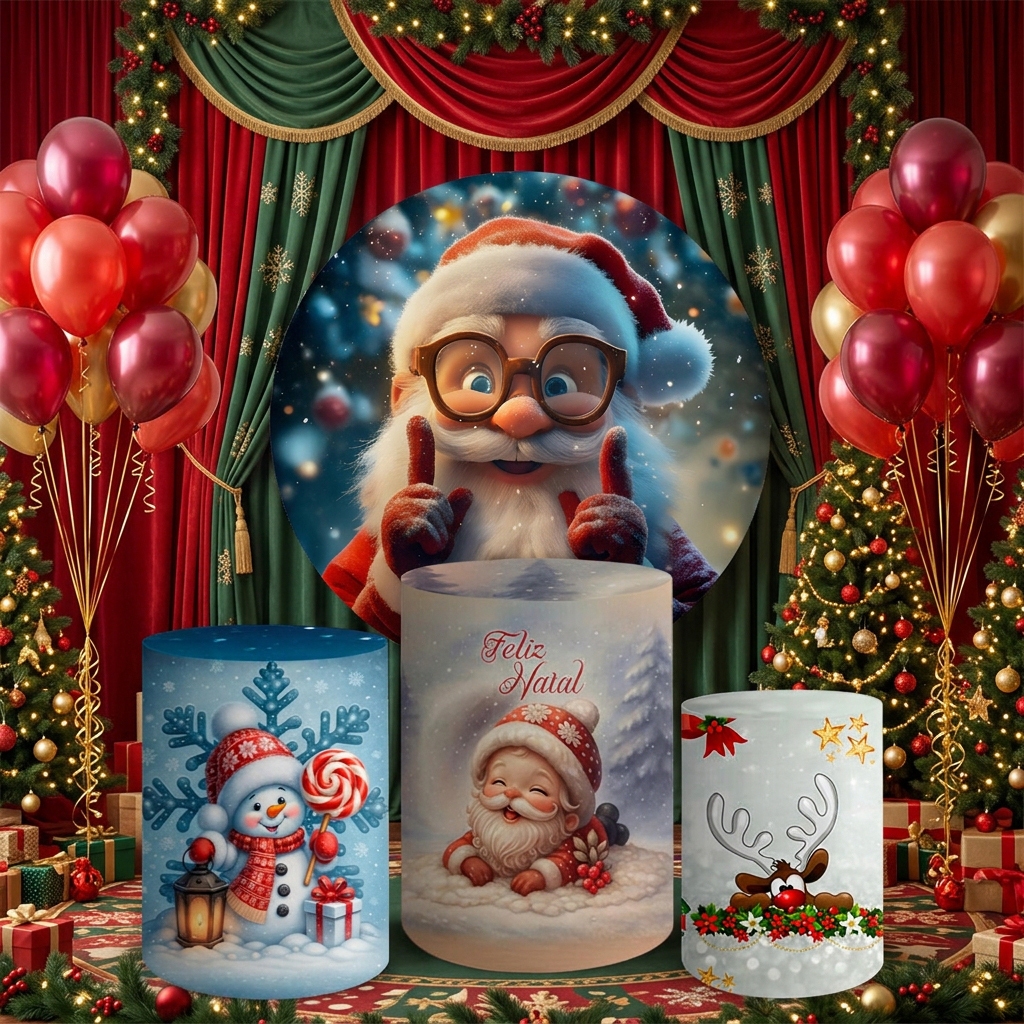 Capa de Painel Redondo Trio de Cilindro Painel de Mesa Natal — imagem 2 de 2