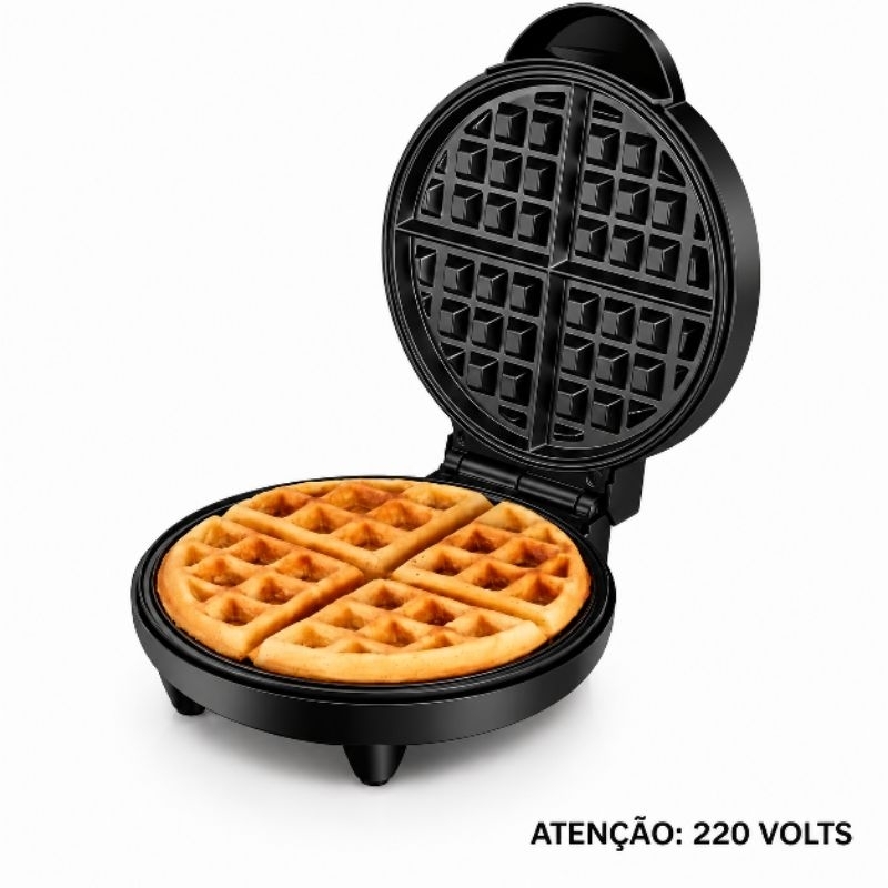 Máquina de fazer Wafle Elétrica Antiaderente Waffles 220Volts 26CM DIÂMETRO Branca ou Preta – Antiaderente Profissional