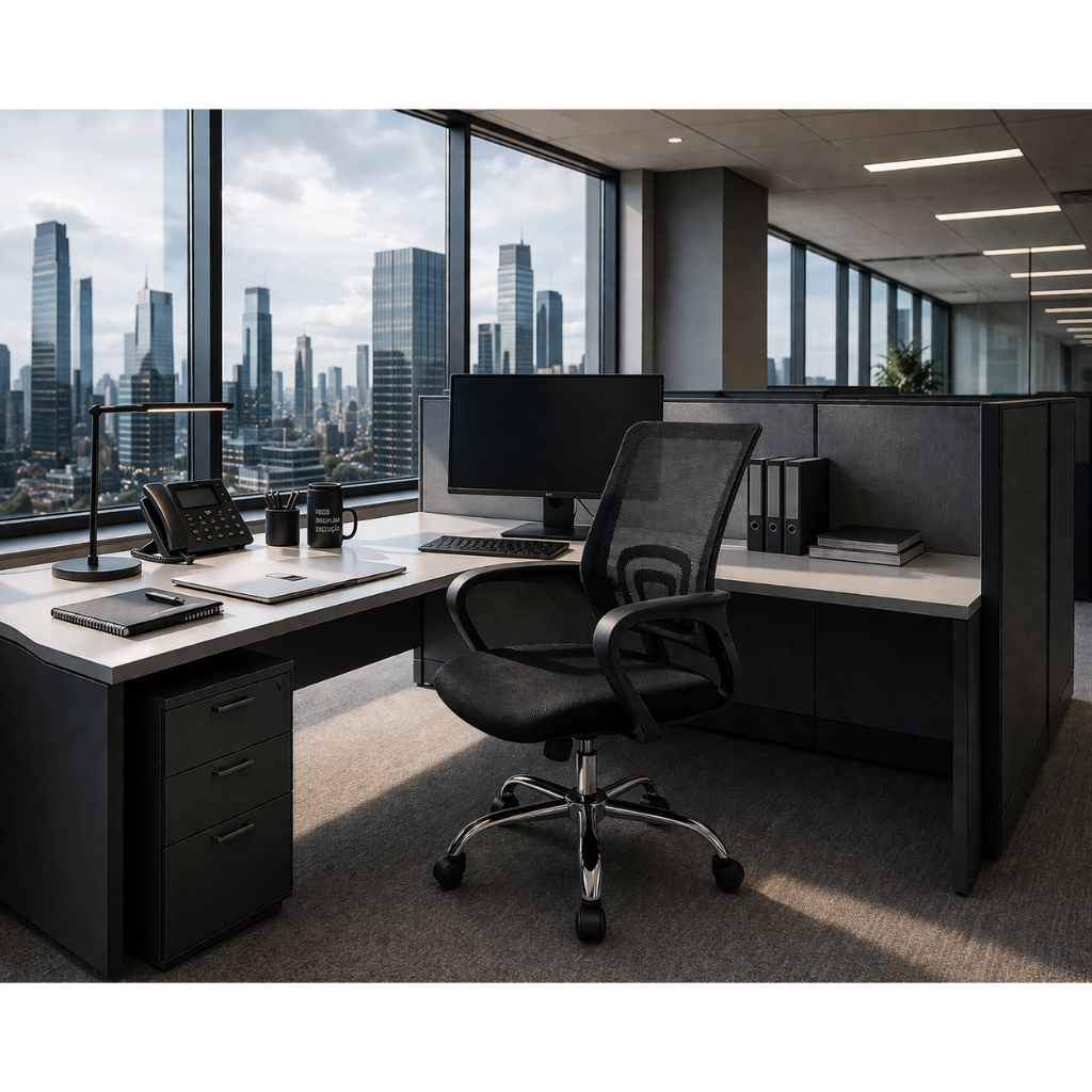 Cadeira de Escritório Preta, Visual Profissional para Escritório e Home Office