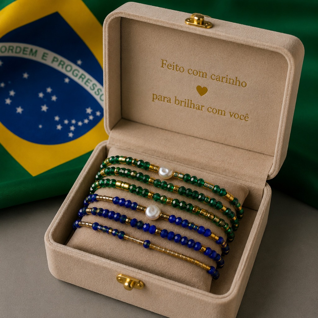 Kit Pulseiras Brasil verde amarelo unissex silicone moda estilo acessório revenda conjunto pulseira feminina tendência