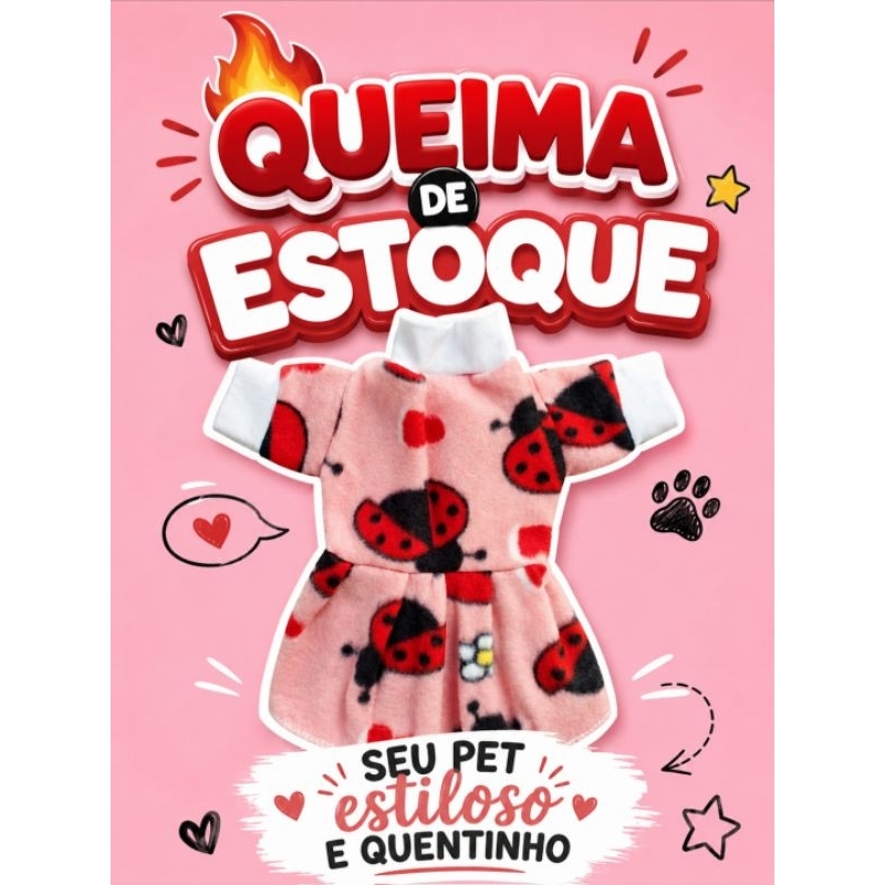 Vestido Pet Soft Quentinho Inverno Cachorro Roupa Frio Confortável Estampado Tam 1 ao 8