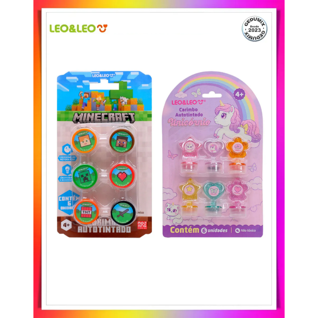 Carimbo Blíster Com 6 Autotintado Escolar Leo&leo