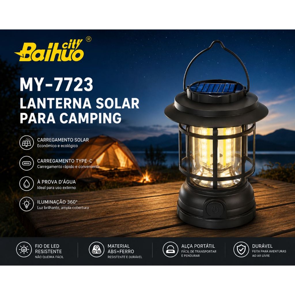 Lâmpada De Emergência Com LED Portátil Recarregável Lanterna Iluminacao Para Acampamento/Ambiente